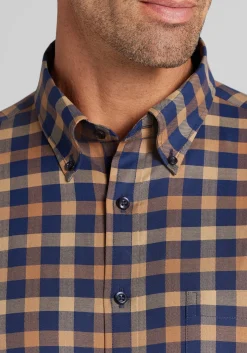 Jos. A. Bank Tailored Fit Medium Gingham Plaid Button Up Shirt