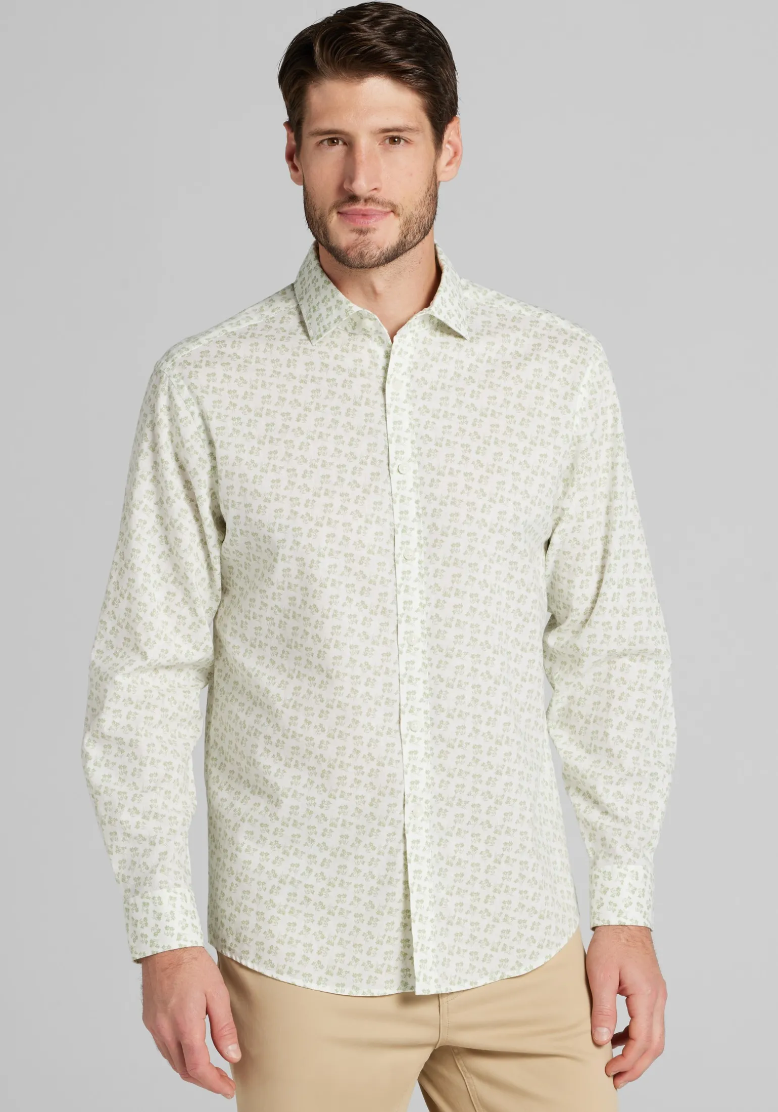 Jos. A. Bank Tailored Fit Mini Floral Cluster Sportshirt CLEARANCE