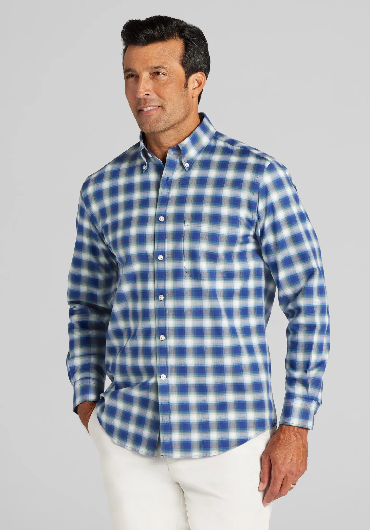 Jos. A. Bank Tailored Fit Ombre Check Button Up Shirt