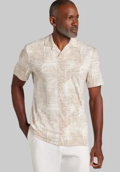 Jos. A. Bank Tailored Fit Palm Print Short Sleeve Camp Polo