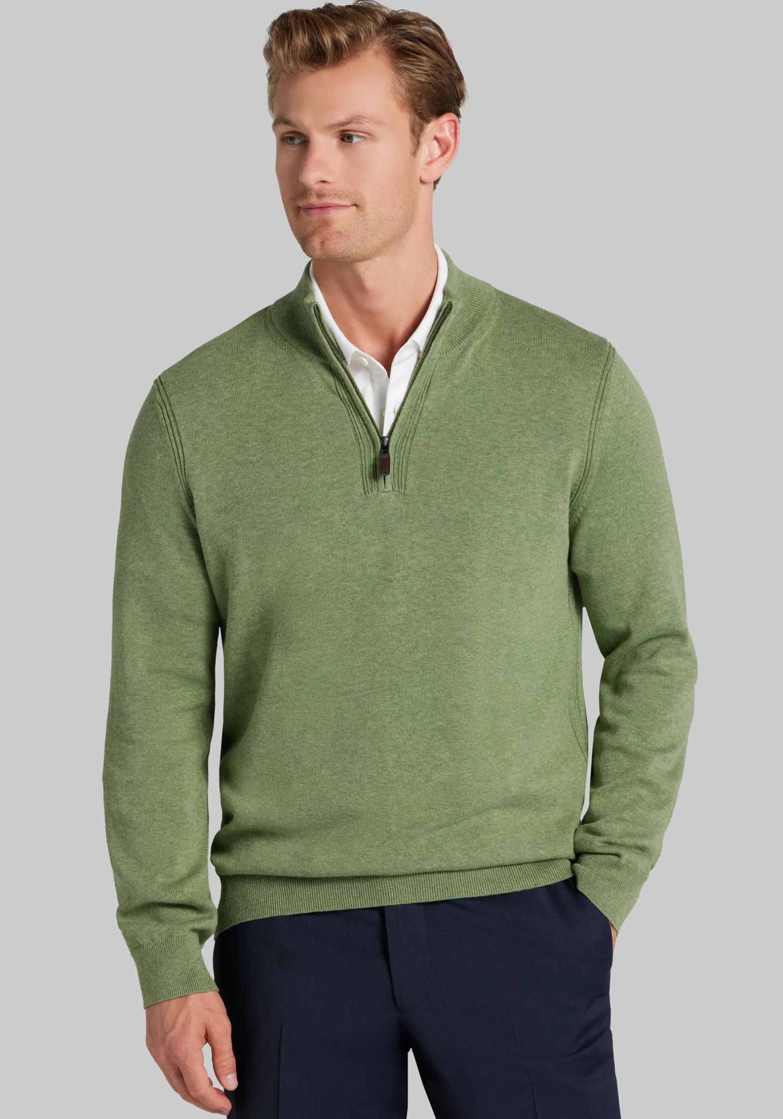 Jos. A. Bank Tailored Fit Pima Cotton 1/4 Zip Sweater