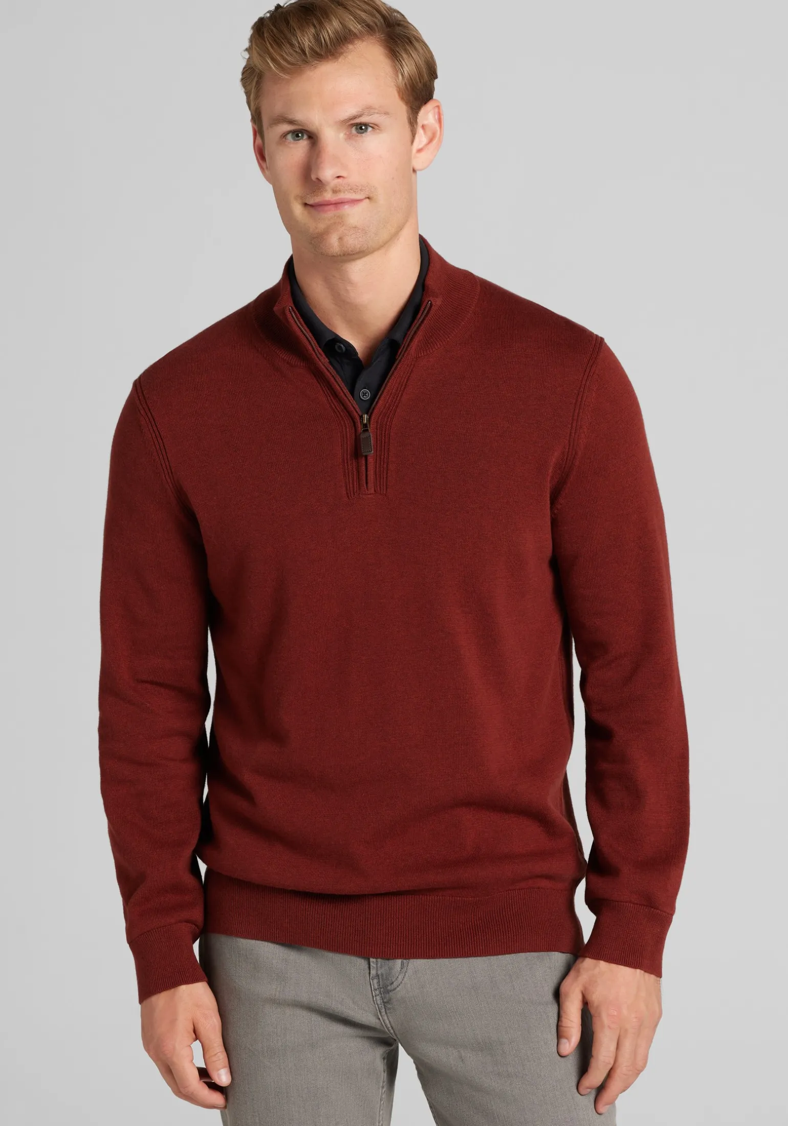 Jos. A. Bank Tailored Fit Pima Cotton 1/4 Zip Sweater