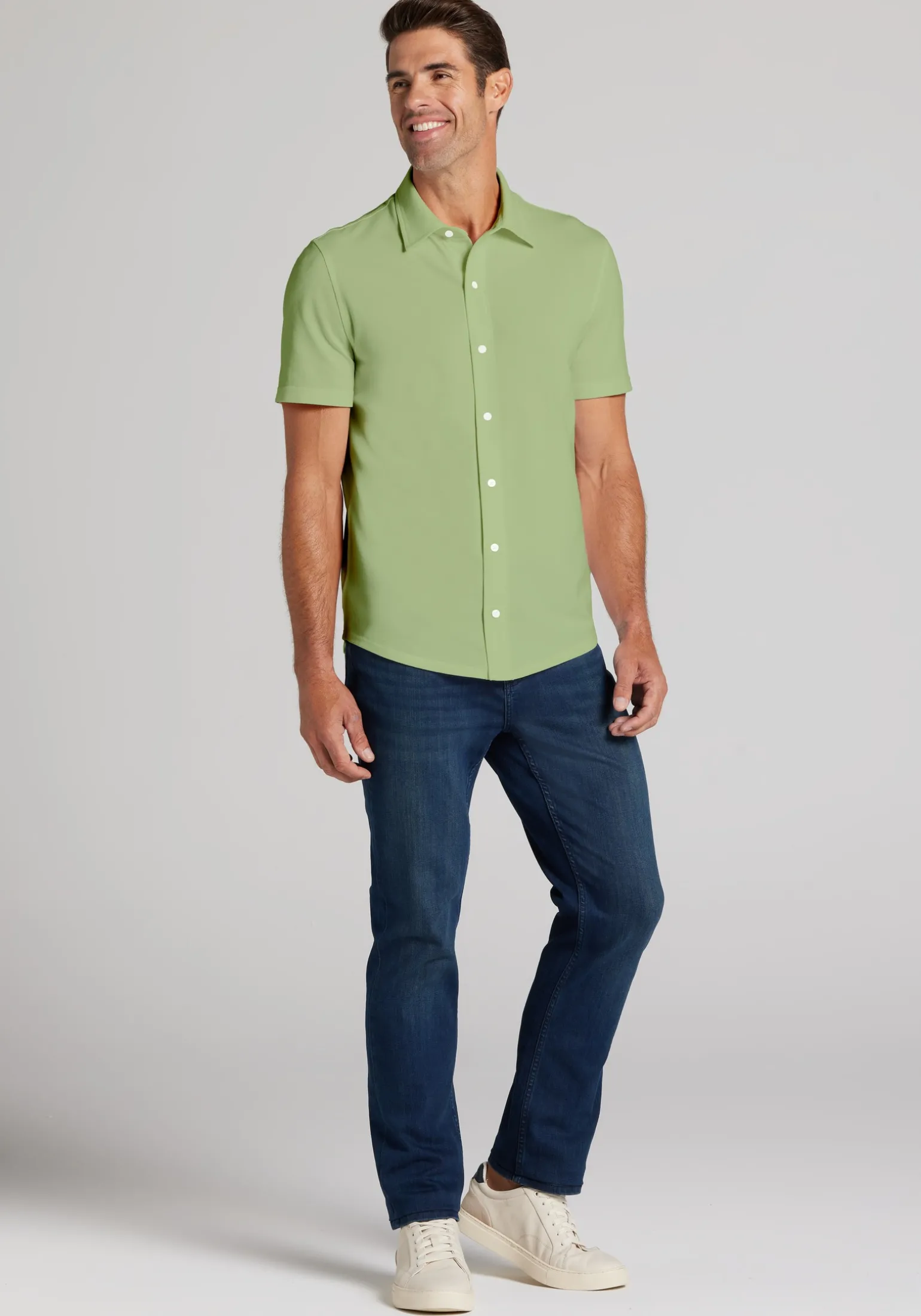 Jos. A. Bank Tailored Fit Pique Short Sleeve Button Up Shirt