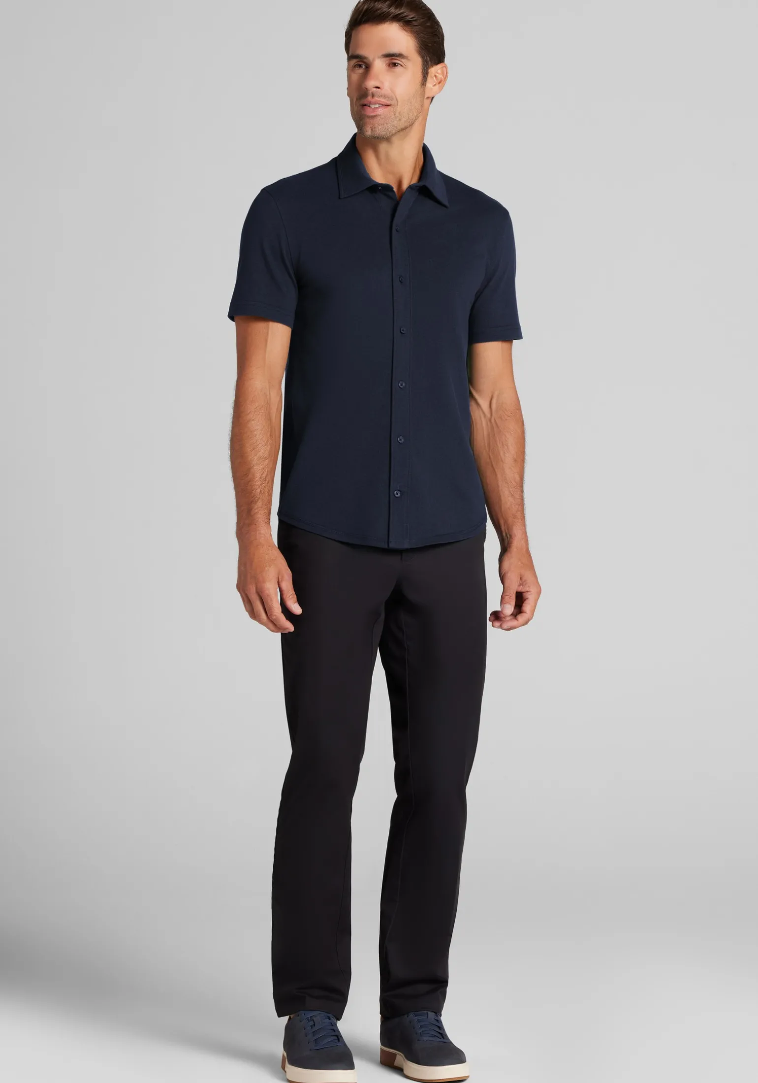 Jos. A. Bank Tailored Fit Pique Short Sleeve Button Up Shirt