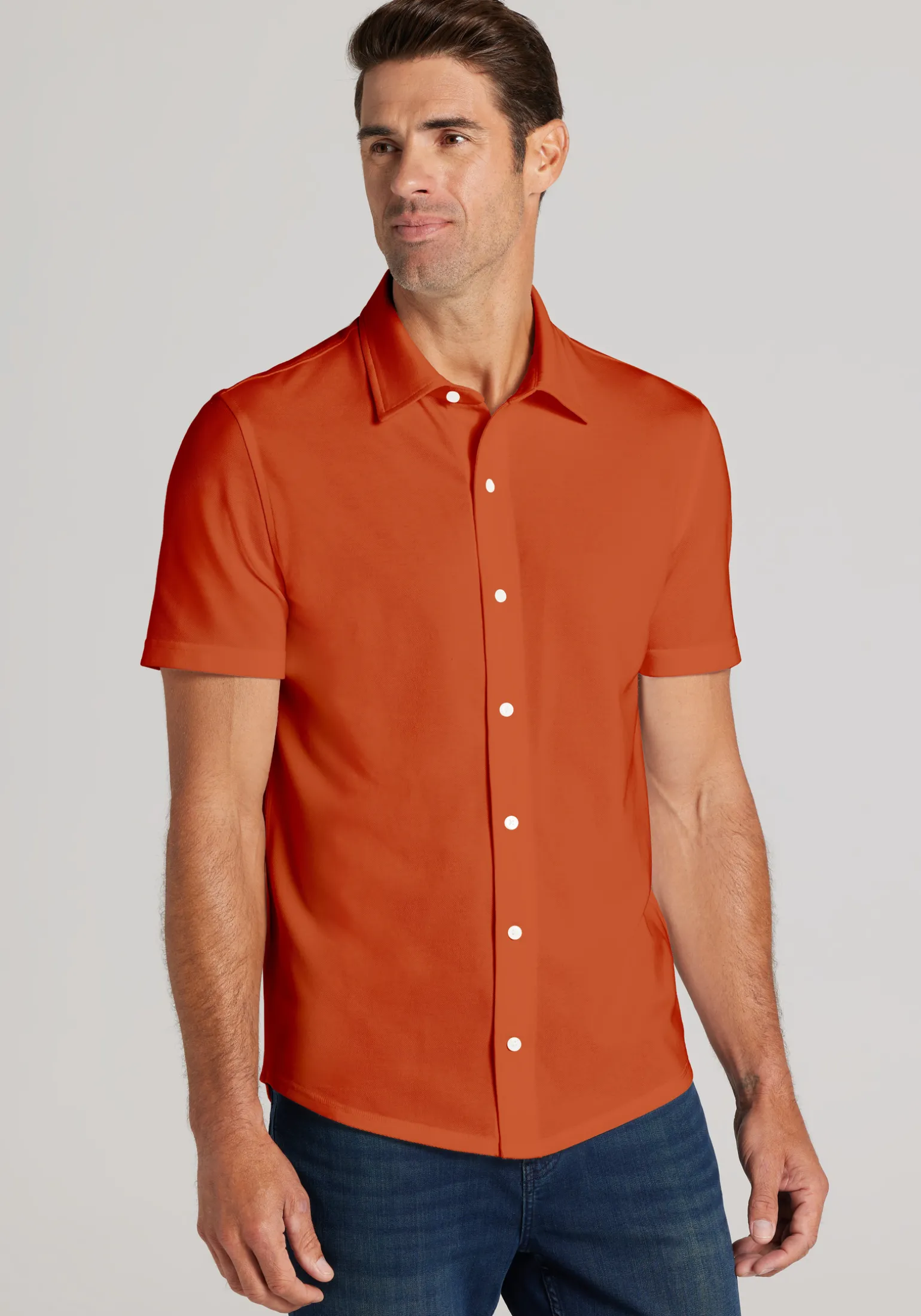Jos. A. Bank Tailored Fit Pique Short Sleeve Button Up Shirt