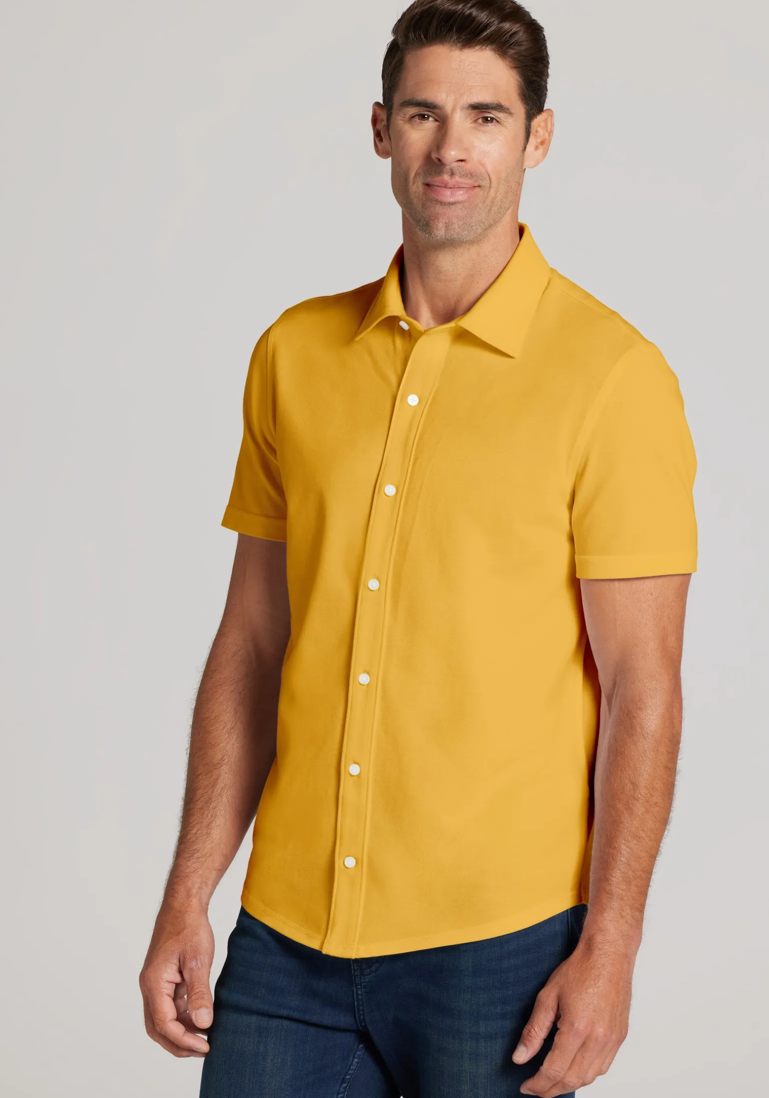 Jos. A. Bank Tailored Fit Pique Short Sleeve Button Up Shirt