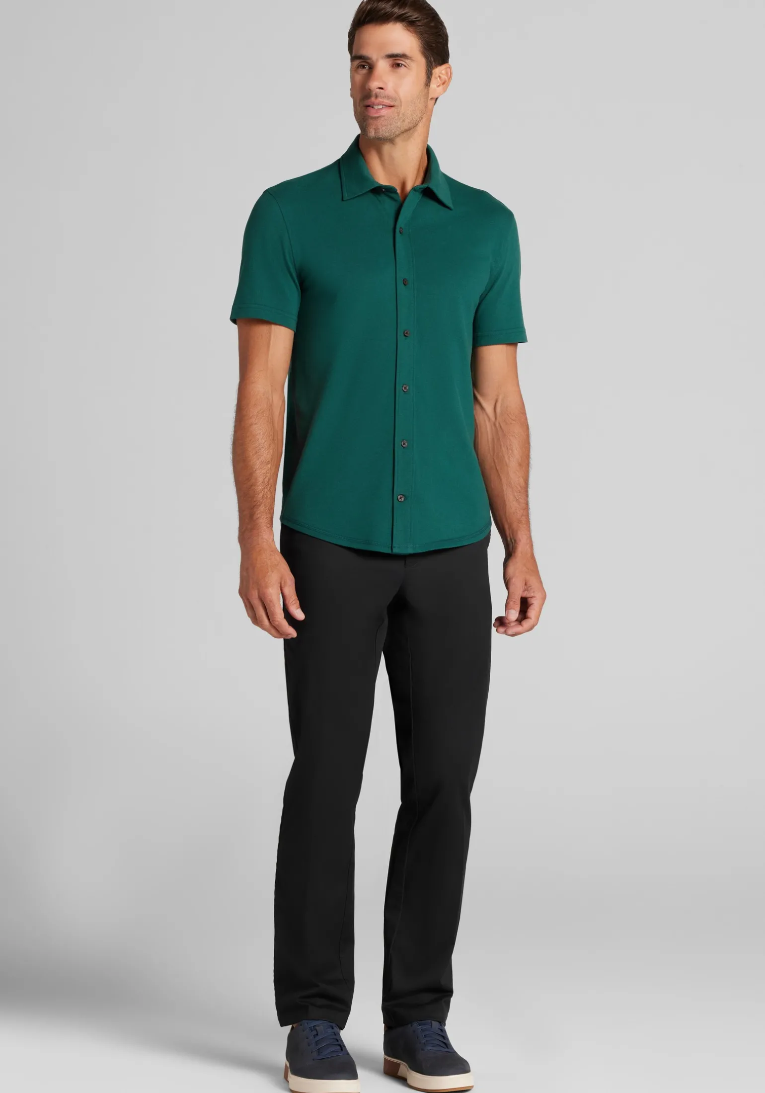 Jos. A. Bank Tailored Fit Pique Short Sleeve Button Up Shirt