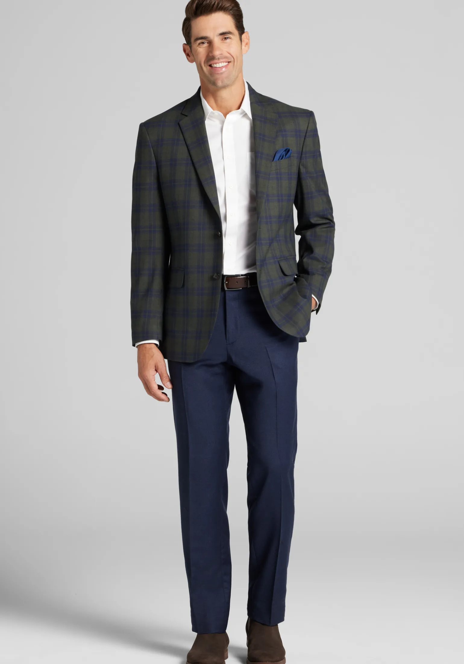 Jos. A. Bank Tailored Fit Plaid Comfort Stretch Sportcoat