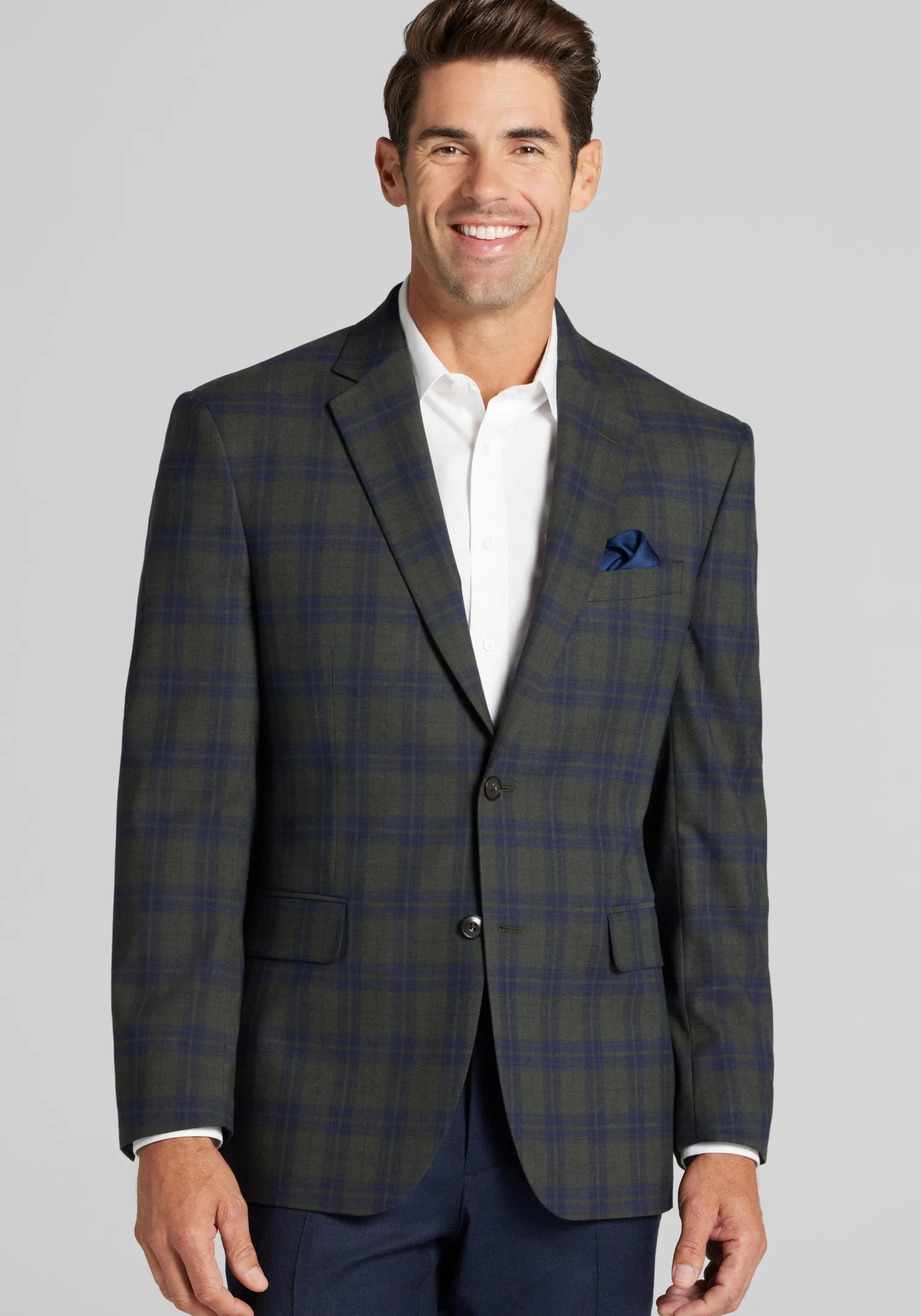 Jos. A. Bank Tailored Fit Plaid Comfort Stretch Sportcoat