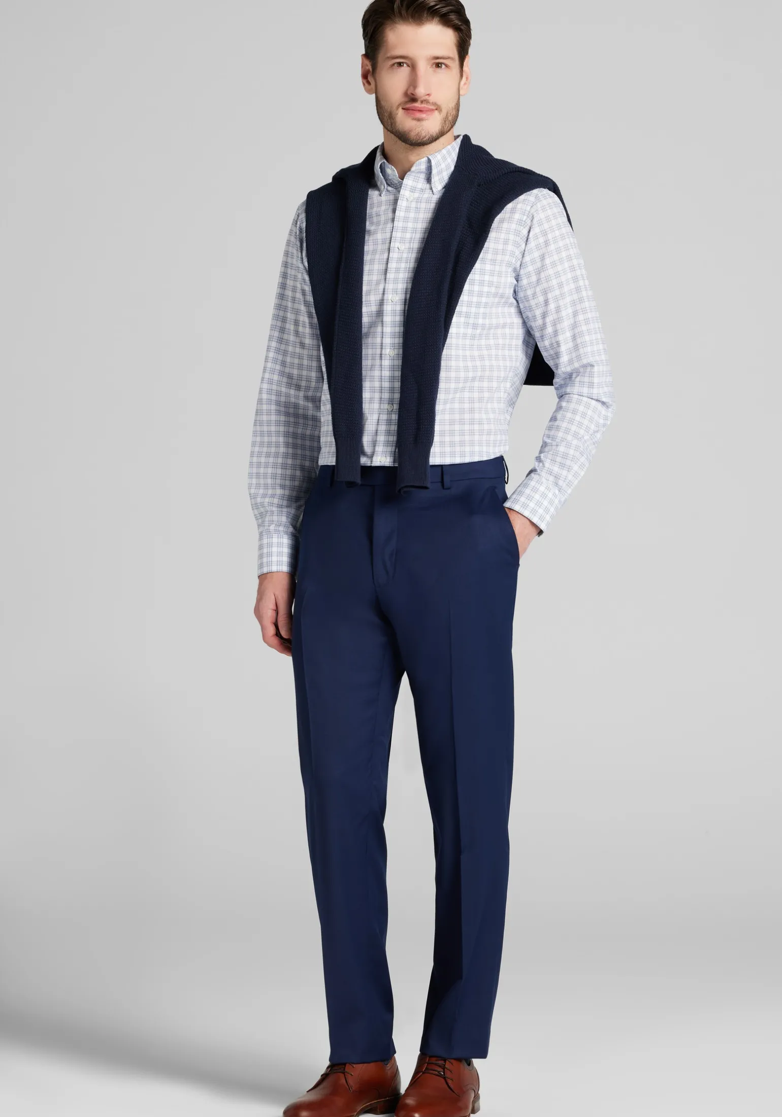 Jos. A. Bank Tailored Fit Plaid Comfort Stretch Dress Shirt