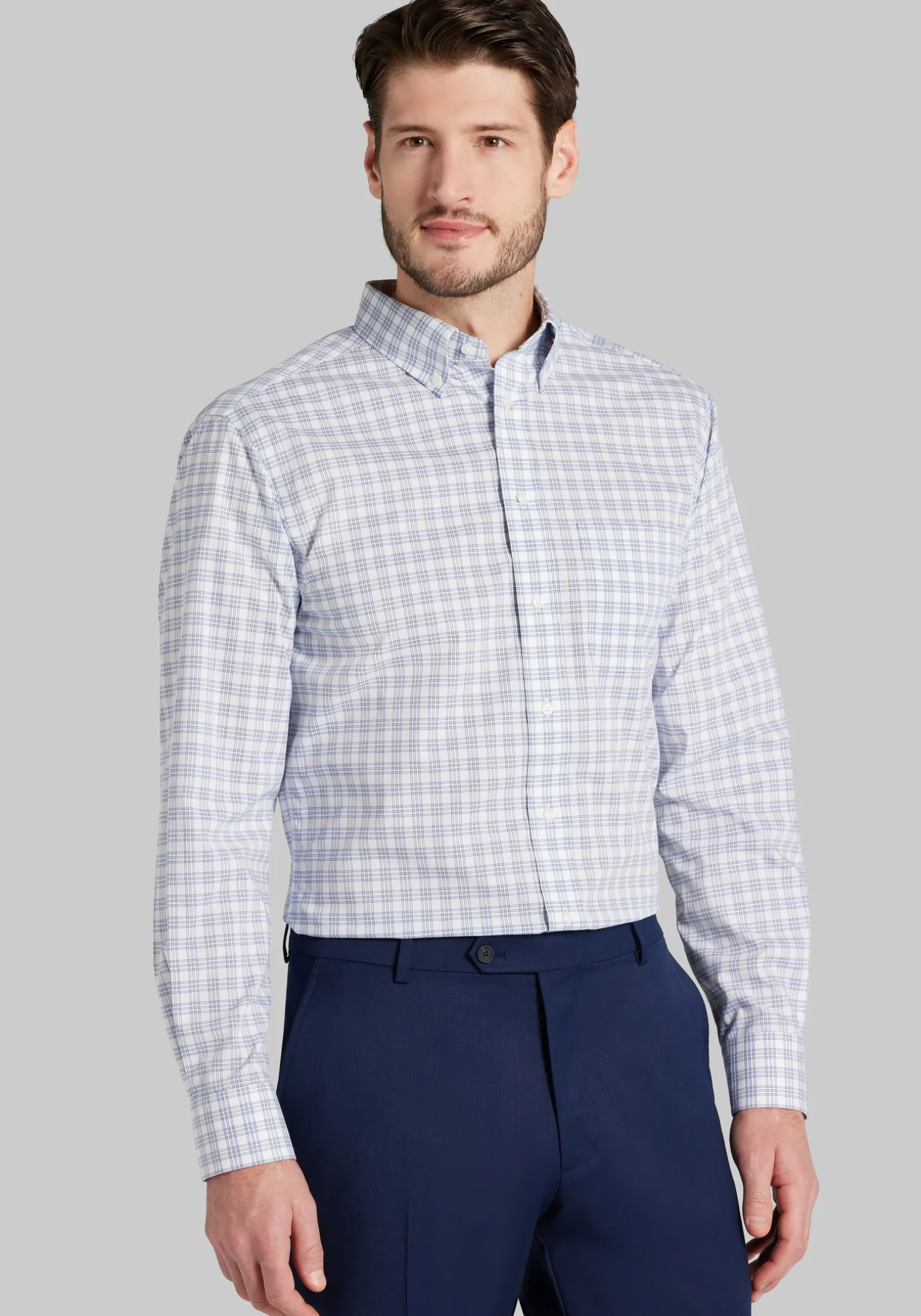 Jos. A. Bank Tailored Fit Plaid Comfort Stretch Dress Shirt