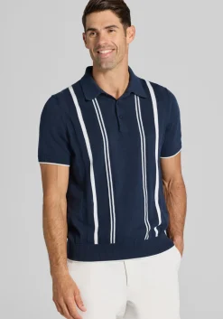 Jos. A. Bank Tailored Fit Retro Striped Sweater Polo