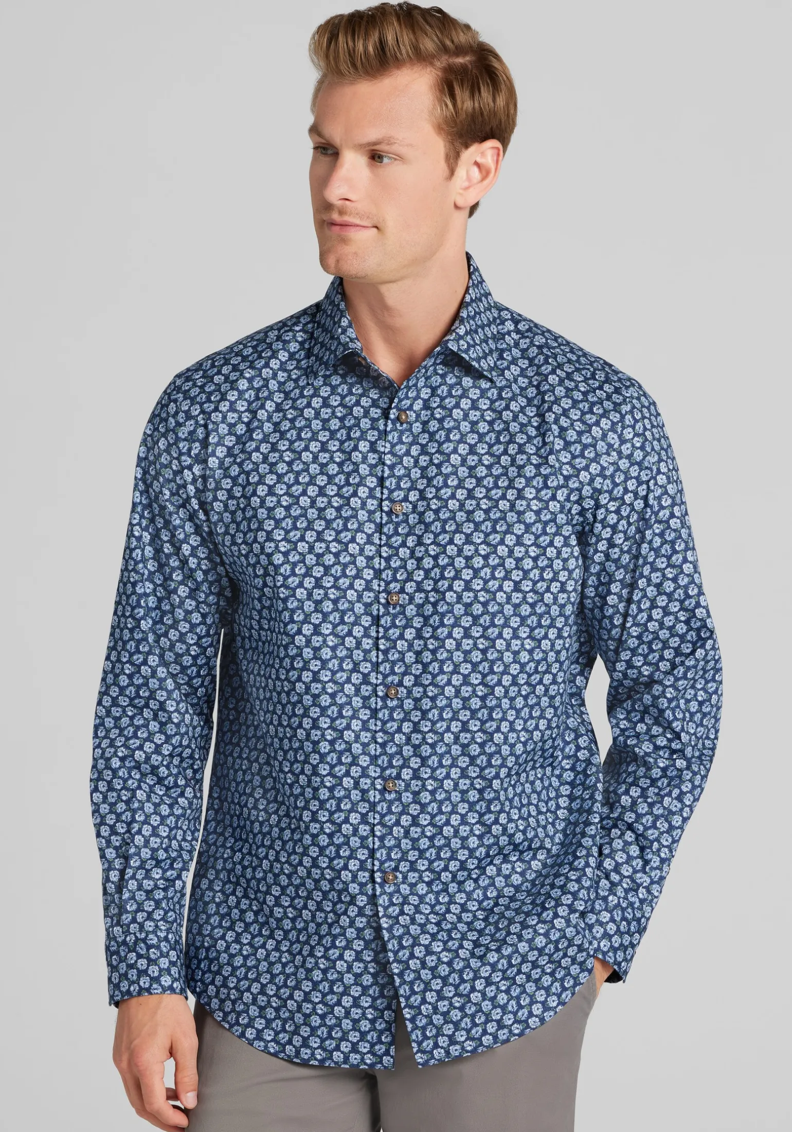 Jos. A. Bank Tailored Fit Roses Button Up Shirt