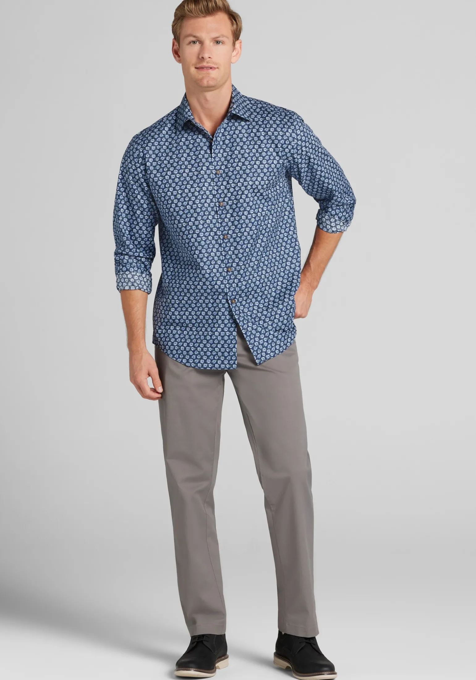 Jos. A. Bank Tailored Fit Roses Button Up Shirt