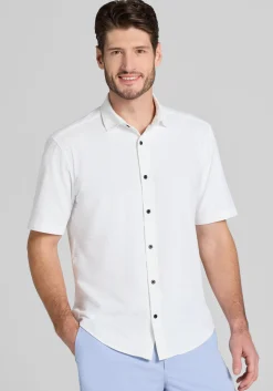 Jos. A. Bank Tailored Fit Seersucker Short Sleeve Button Up Shirt - Big & Tall