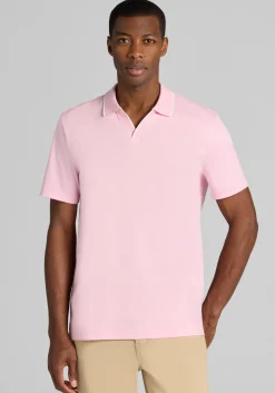 Jos. A. Bank Tailored Fit Short Sleeve Liquid Cotton Interlock Johnny Polo