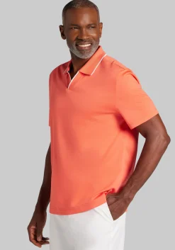 Jos. A. Bank Tailored Fit Short Sleeve Liquid Cotton Interlock Johnny Polo - Big & Tall