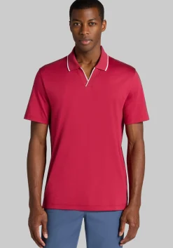 Jos. A. Bank Tailored Fit Short Sleeve Liquid Cotton Interlock Johnny Polo - Big & Tall