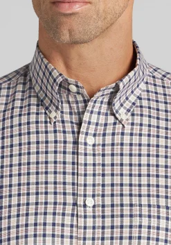 Jos. A. Bank Tailored Fit Small Check Button Up Shirt - Big & Tall