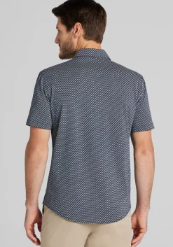 Jos. A. Bank Tailored Fit Small Diamond Short Sleeve Button Up Shirt
