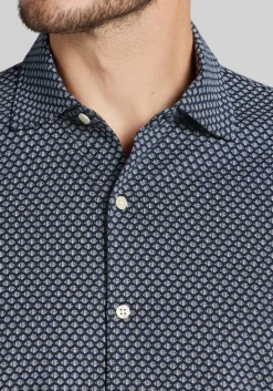 Jos. A. Bank Tailored Fit Small Diamond Short Sleeve Button Up Shirt