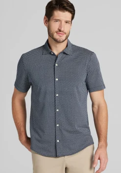 Jos. A. Bank Tailored Fit Small Diamond Short Sleeve Button Up Shirt
