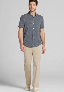 Jos. A. Bank Tailored Fit Small Diamond Short Sleeve Button Up Shirt