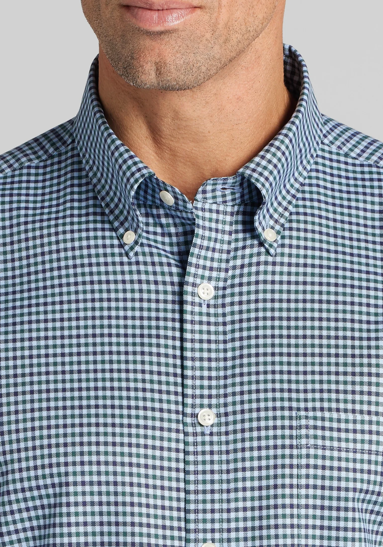 Jos. A. Bank Tailored Fit Small Gingham Button Up Shirt