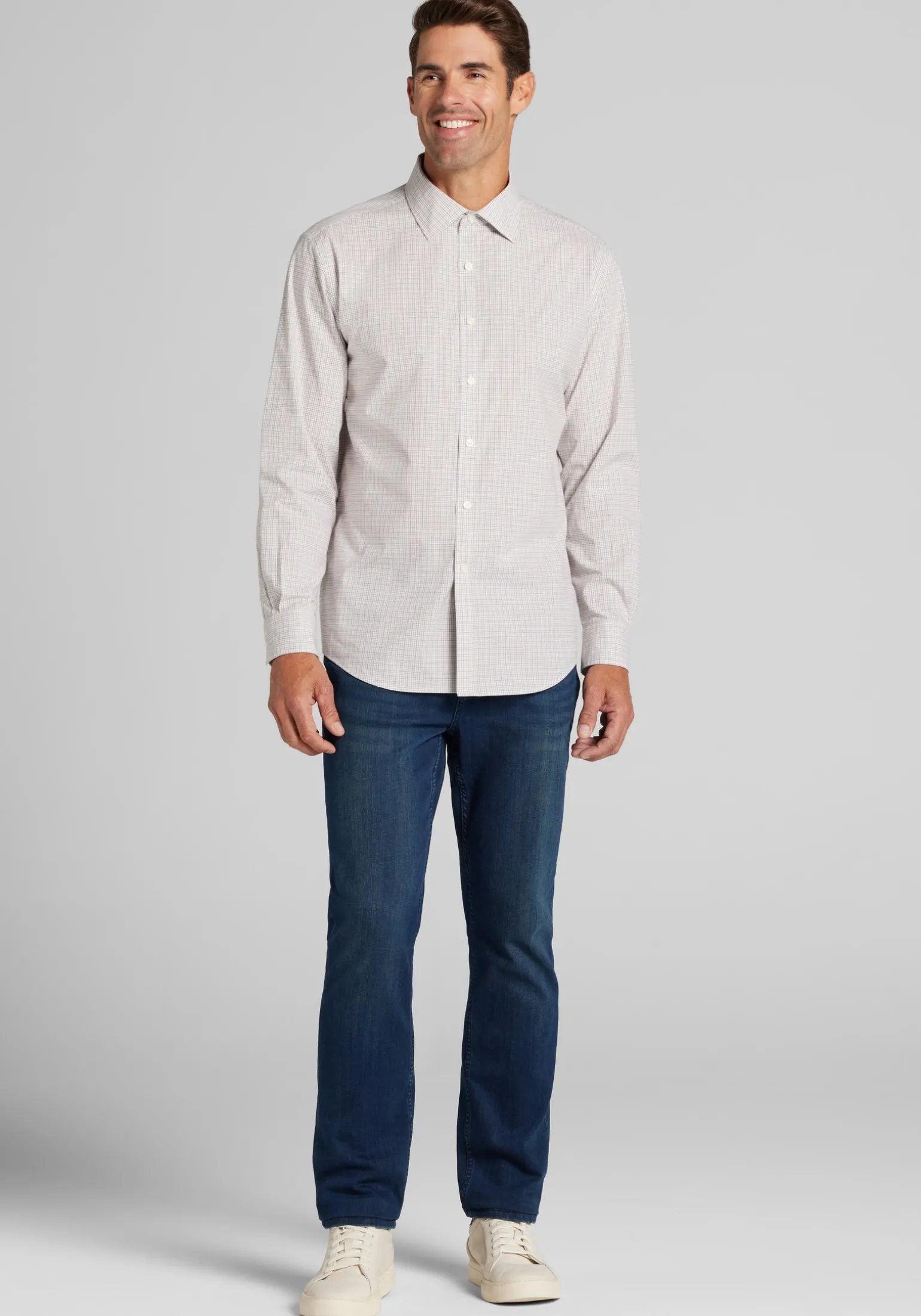 Jos. A. Bank Tailored Fit Small Tattersall Button-Up Shirt
