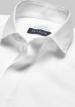 Jos. A. Bank Tailored Fit Spread Collar Covered Placket Solid Dress Shirt