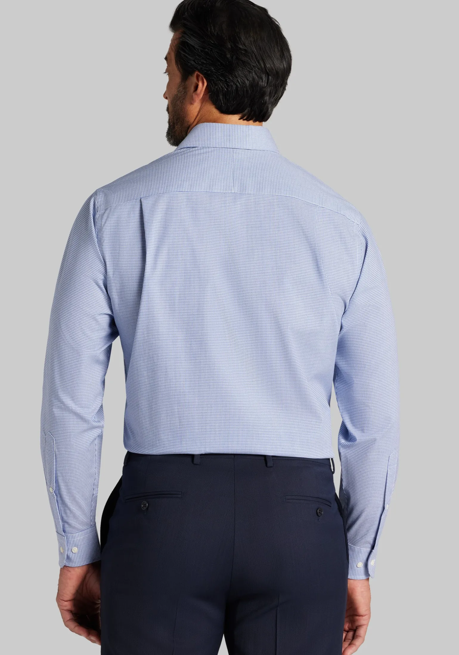 Jos. A. Bank Tailored Fit Spread Collar Tiny Grid Dress Shirt