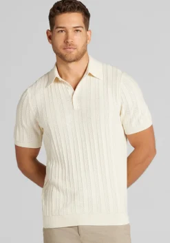 Jos. A. Bank Tailored Fit Vertical Texture Polo Sweater - Big & Tall
