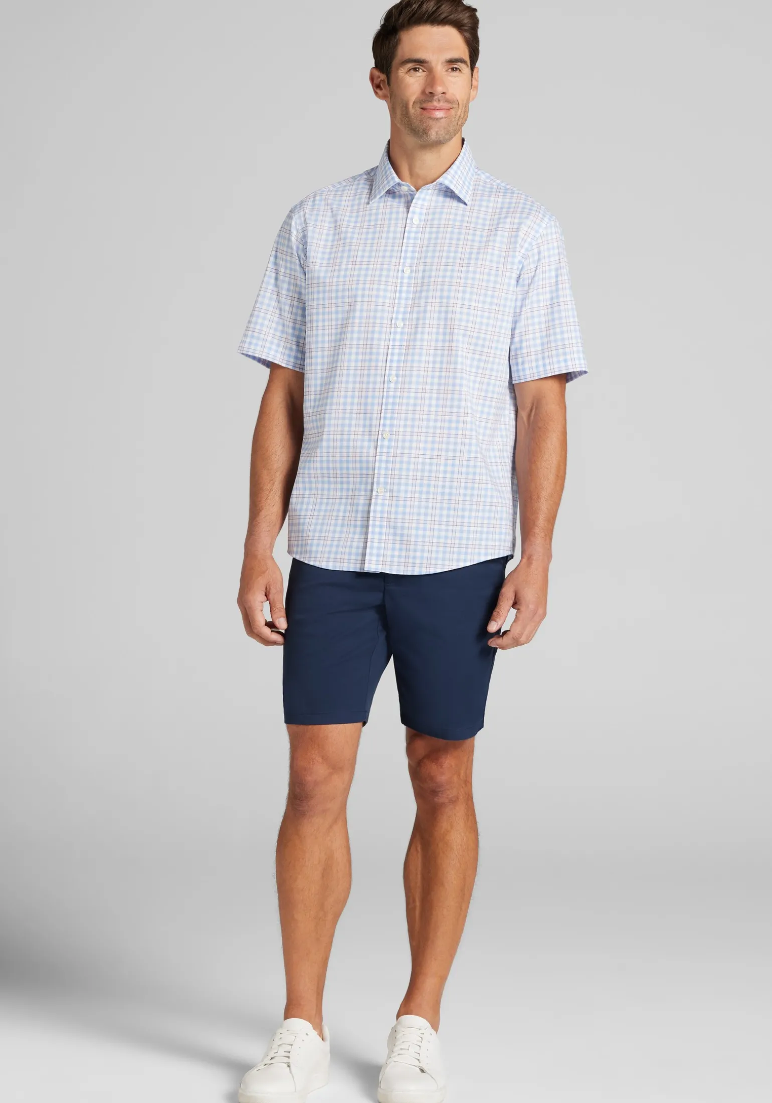 Jos. A. Bank Traditional Fit Check Short Sleeve Button Up Shirt