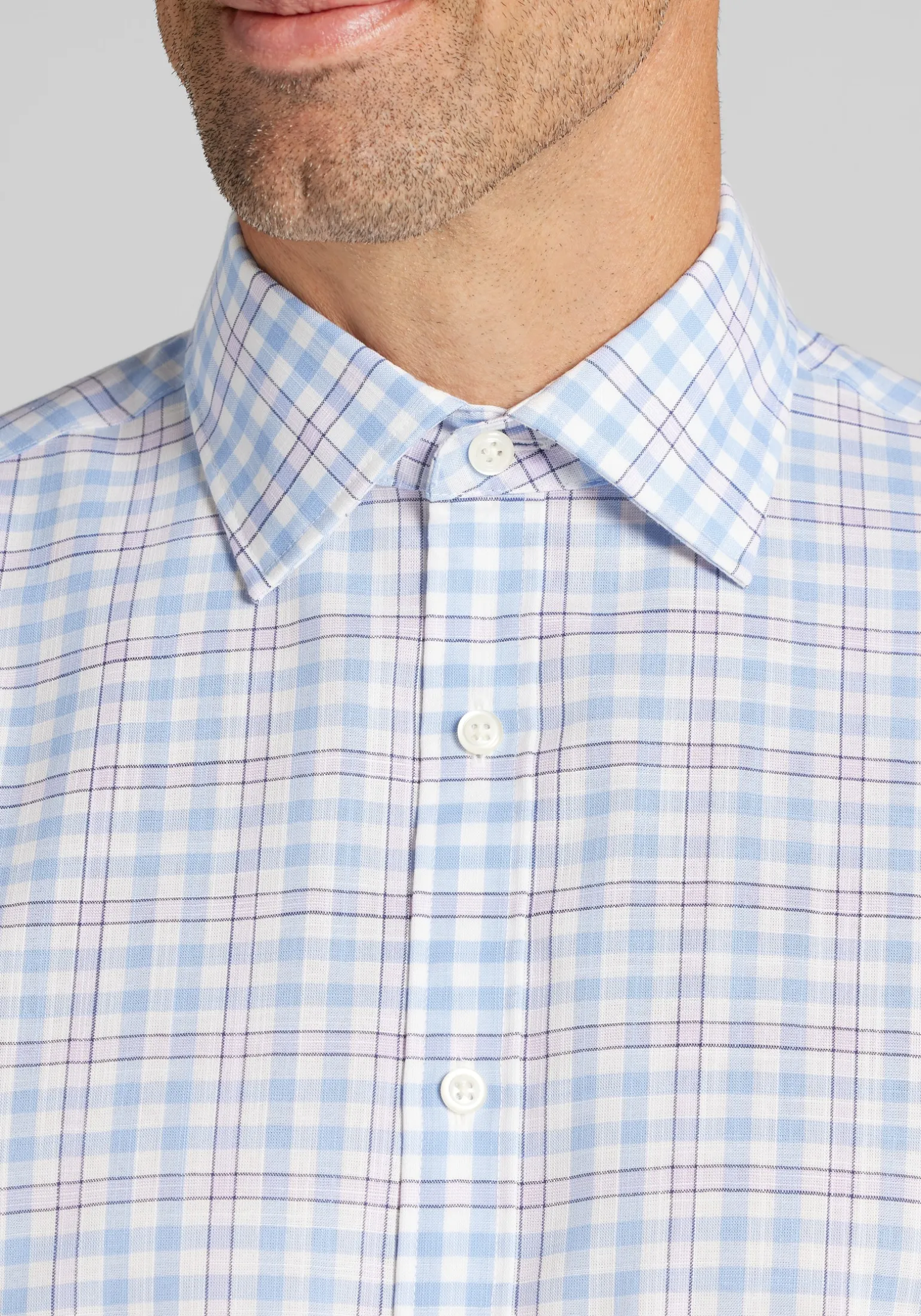 Jos. A. Bank Traditional Fit Check Short Sleeve Button Up Shirt