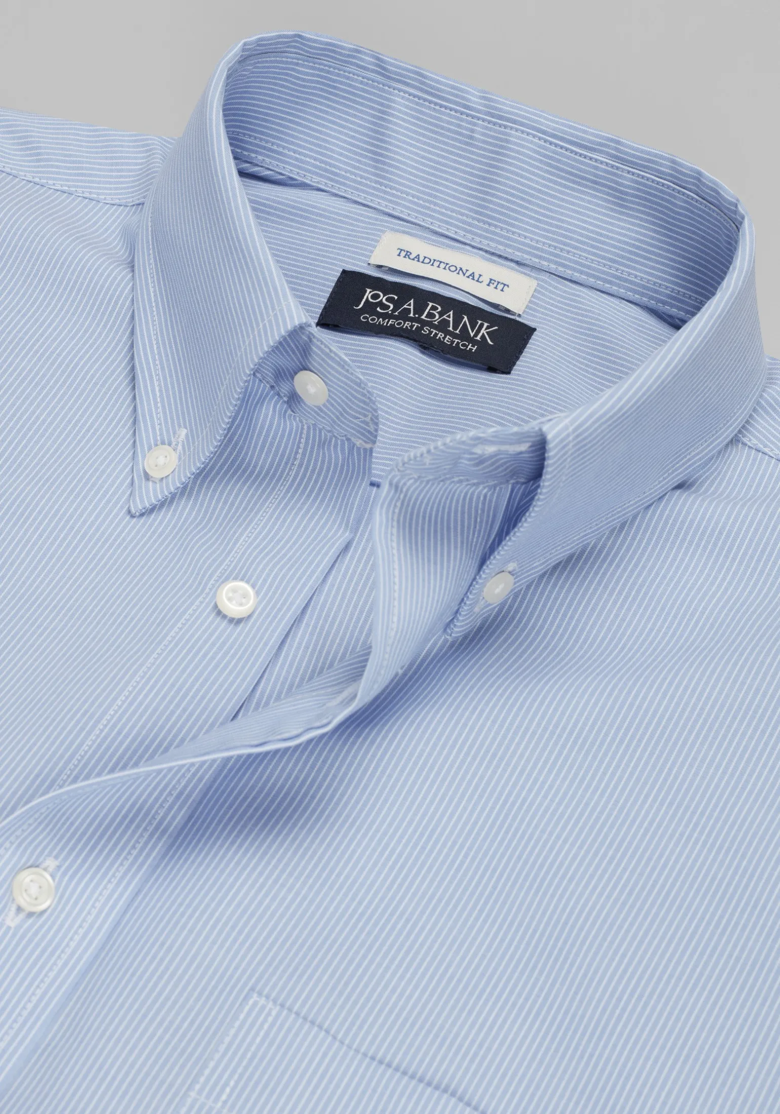 Jos A. Bank Traditional Fit Fine Stripe Comfort Stretch Dress Shirt - Big & Tall