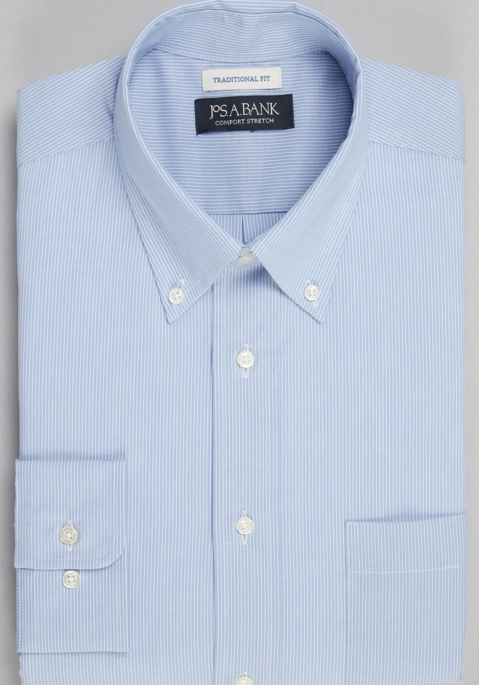 Jos. A. Bank Traditional Fit Fine Stripe Comfort Stretch Dress Shirt