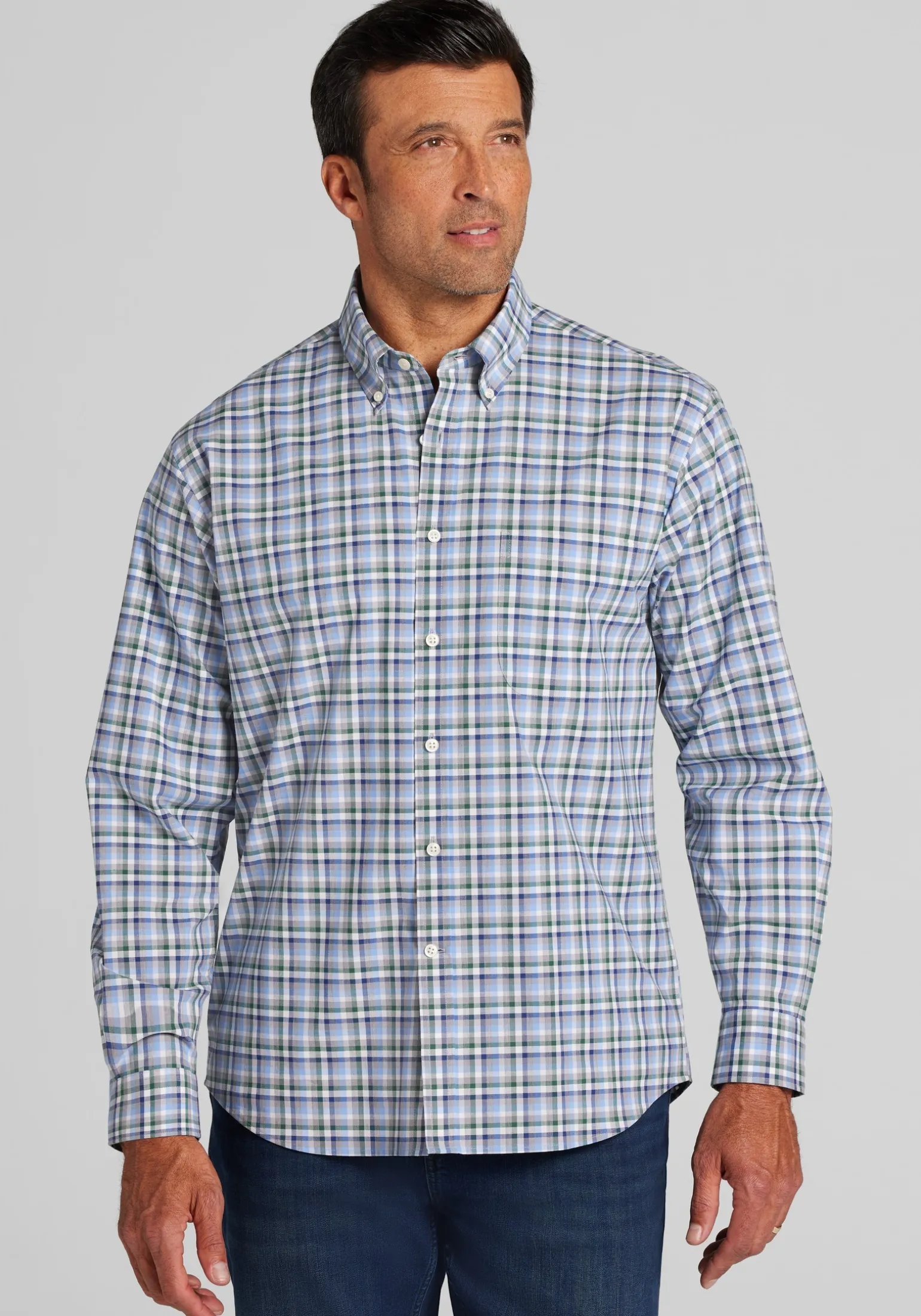 Jos. A. Bank Traditional Fit Multi-Check Button Up Shirt - Big & Tall