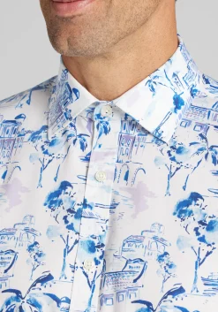 Jos. A. Bank Traditional Fit Mykonos Short Sleeve Button Up Shirt - Big & Tall