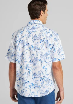 Jos. A. Bank Traditional Fit Mykonos Short Sleeve Button Up Shirt