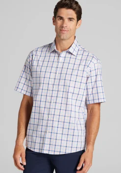 Jos. A. Bank Traditional Fit Short Sleeve Plaid Button Up Shirt