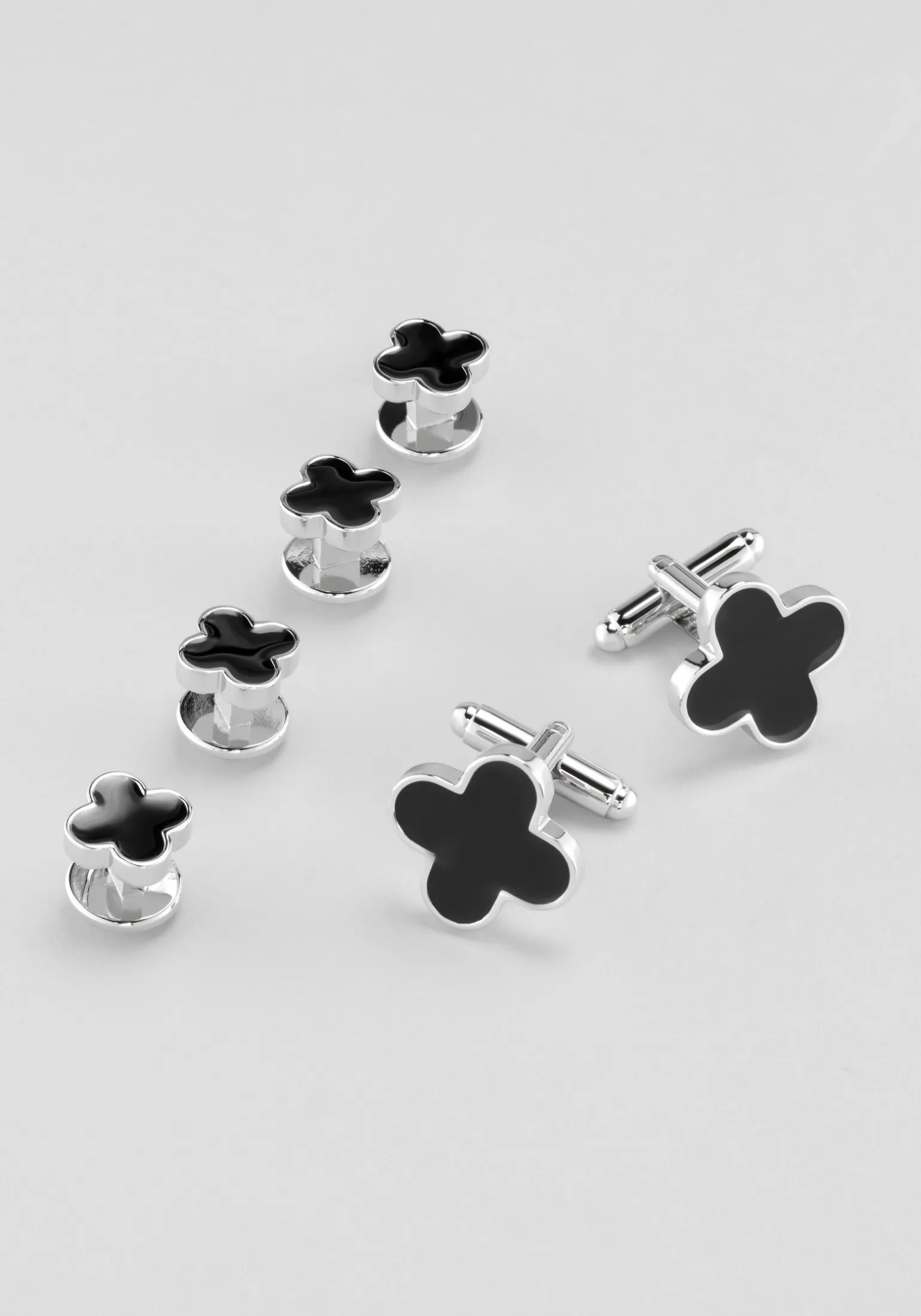 Joseph A. Bank Enamel Quatrefoil Cufflink and Stud Set