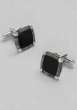 Joseph A. Bank Square Black Obsidian Antique Frame Cufflinks