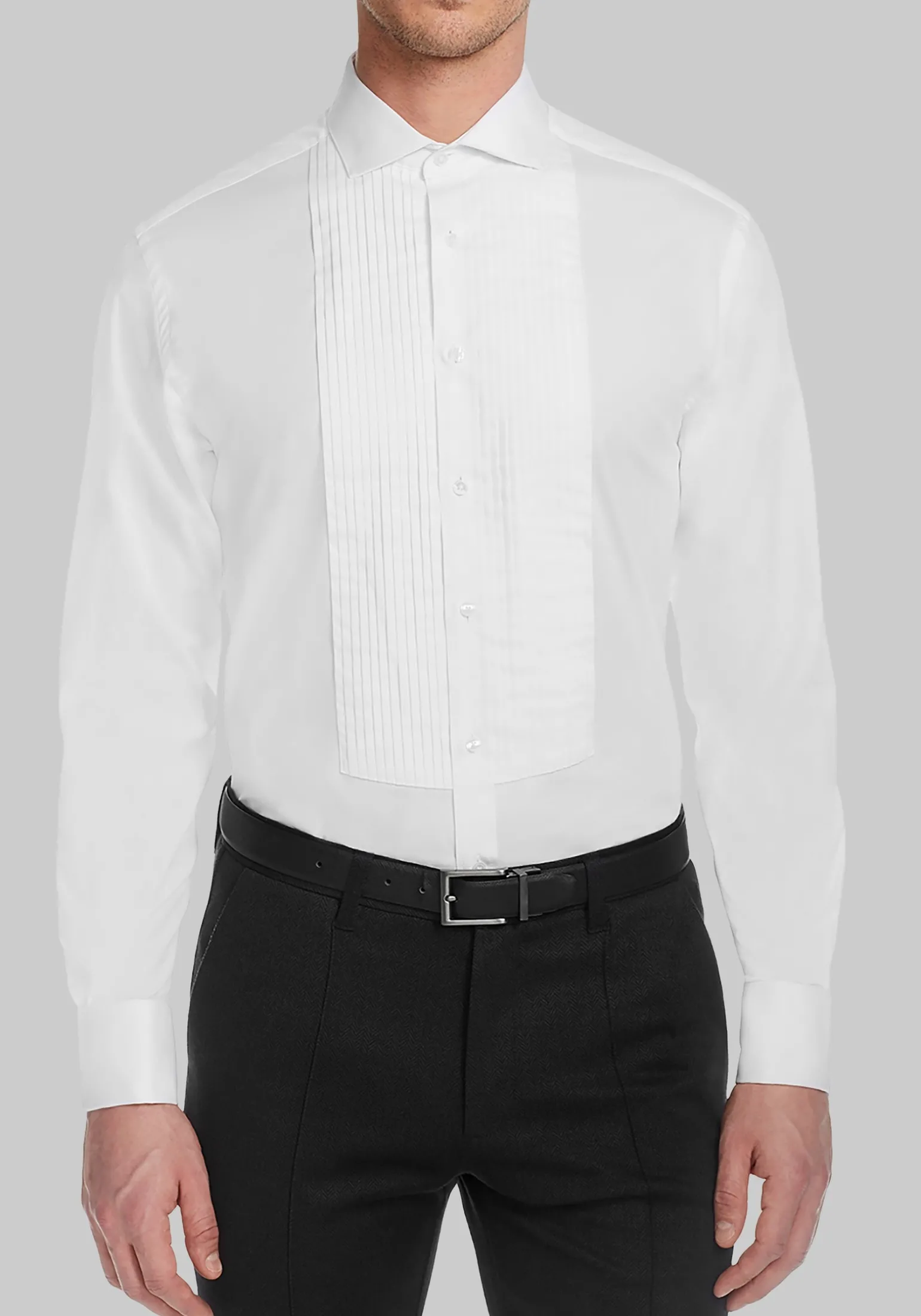 Michelsons of London Tailored Fit Pleated Front Formal Dress Shirt - Big & Tall