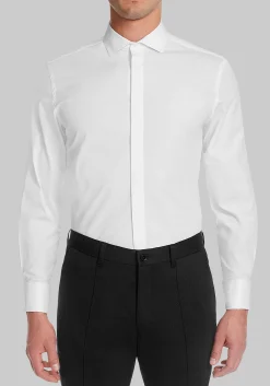 Michelsons of London Tailored Fit Covered Placket Formal Dress Shirt - Big & Tall