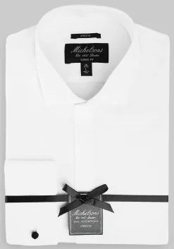 Michelsons of London Tailored Fit Covered Placket Formal Dress Shirt