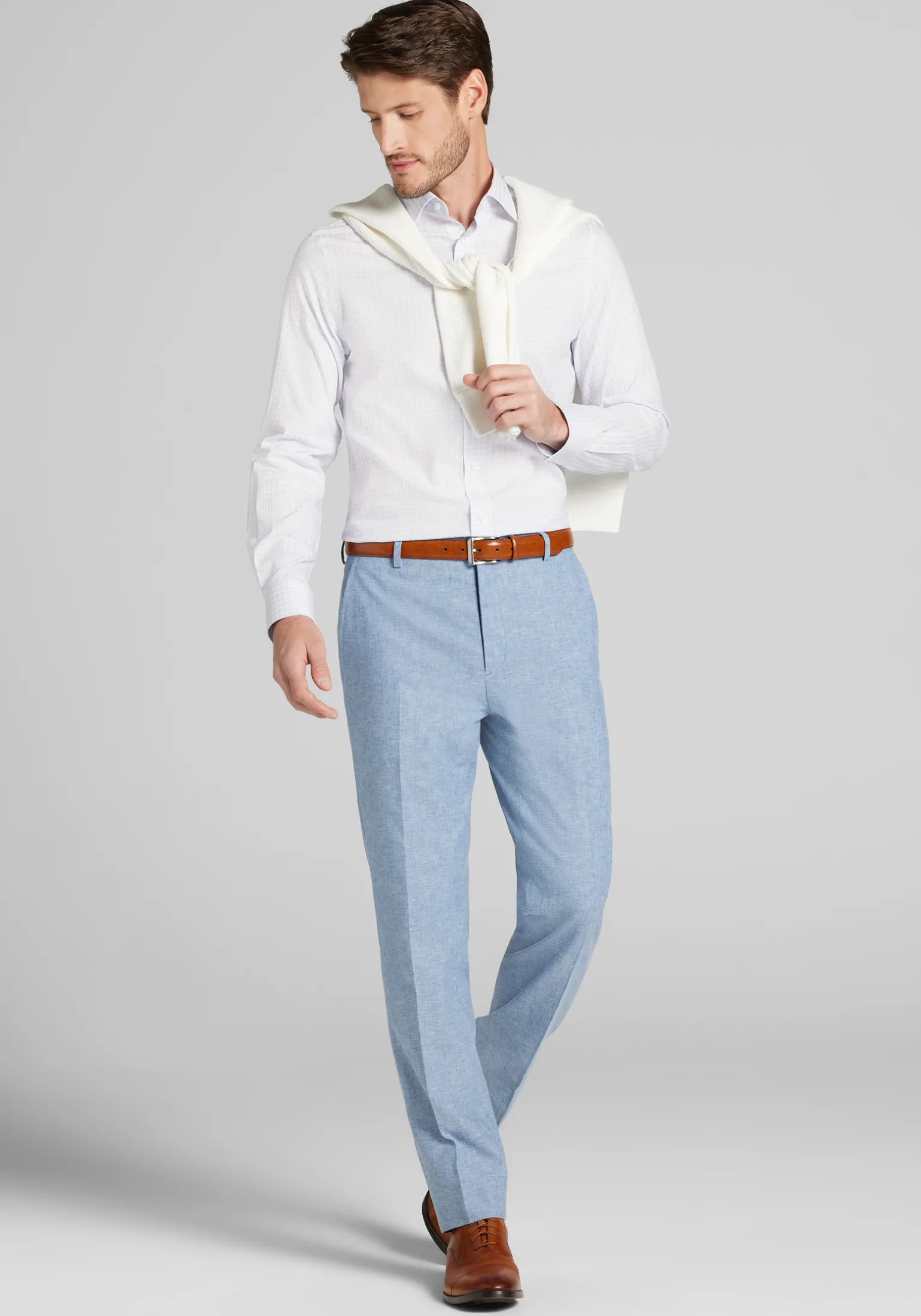 Reserve Collection Slim Fit Spread Collar Plaid Dress Shirt
