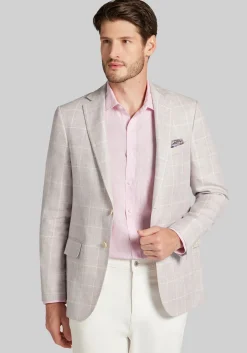 Reserve Collection Slim Fit Windowpane Plaid Sportcoat - Big & Tall