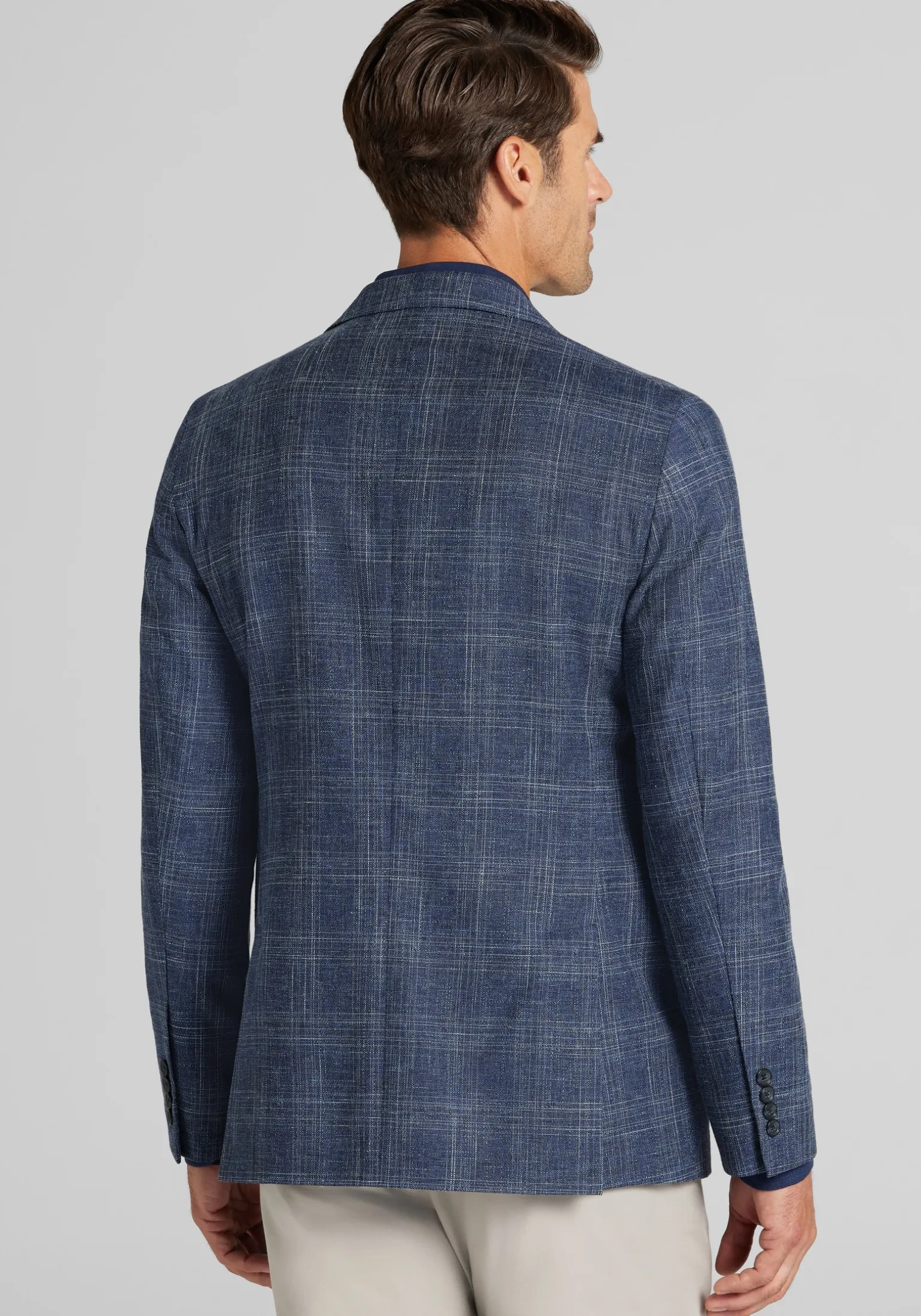 Reserve Collection Tailored Fit Wool-Cotton Blend Medium Plaid Sportcoat