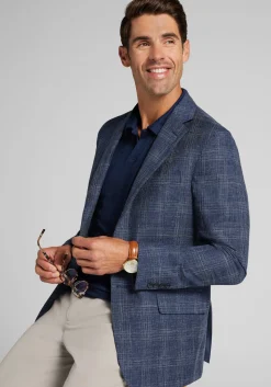 Reserve Collection Tailored Fit Wool-Cotton Blend Medium Plaid Sportcoat