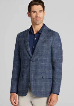 Reserve Collection Tailored Fit Wool-Cotton Blend Medium Plaid Sportcoat
